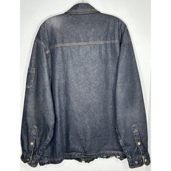 Duke Haband Jacket Mens XL Denim Blue Aztec Lined Full Zip Workwear Western - Picture 2 of 14